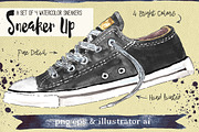 Watercolor Sneakers + Bonus, an Illustration by Curve and Pixel (Thumbnail 2 of 4)