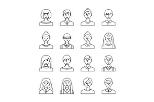 Various Avatars Signs Thin Line Icon