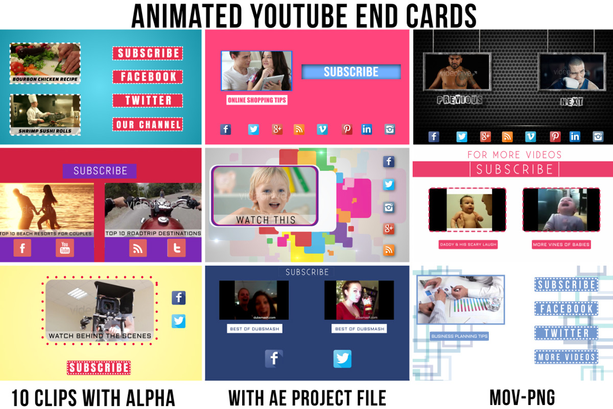 Animated Youtube End Cards Vol 1, a Presentation Template by BellatrixCorp (Photo 2 of 2)