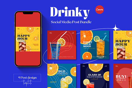 Drinky - Instagram Post For CANVA, a Social Media Template by Ibrahima_Studio