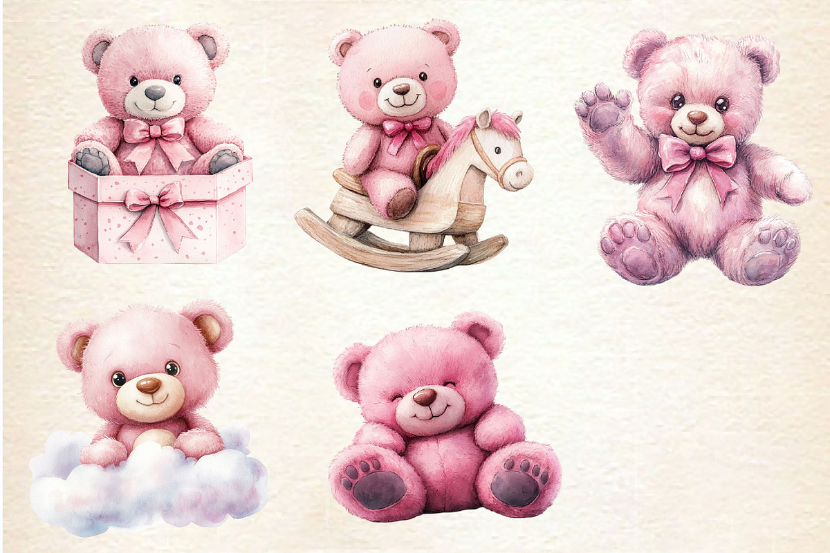Pink Cute Blush Teddy Bear Clipart, an Illustration by Dream Creation (Photo 6 of 6)