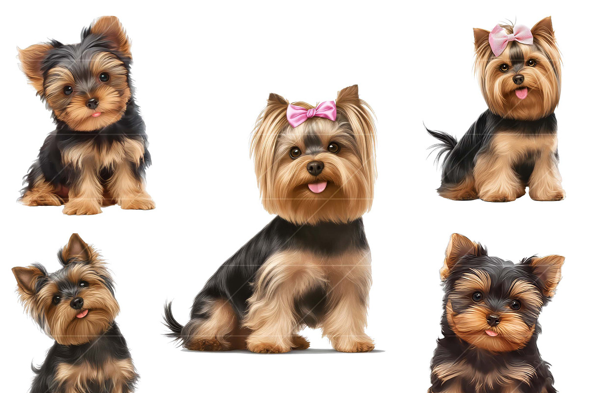 Watercolor Yorkie Dog Clipart Bundle, an Animal Illustration by Design Scotch (Photo 5 of 8)