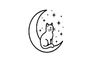 50 Cat Moon Silhouette Vector Bundle, an Illustration by jahid234 (Thumbnail 42 of 51)