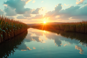 Golden sunset reflecting on a calm, a Nature Photo by Artonix