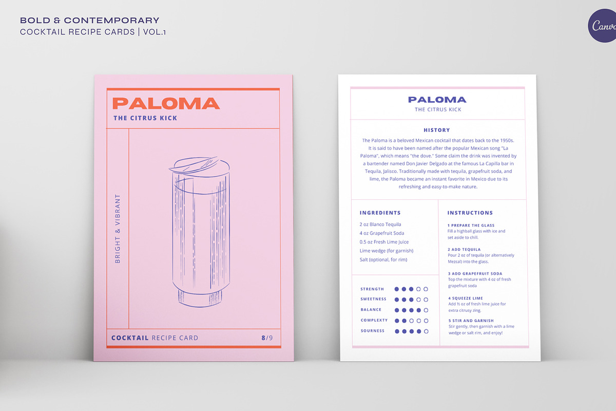 Cocktail Recipe Cards Template, a Marketing Template by Va Bene Studio (Photo 10 of 10)