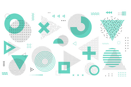 Geometric shapes, memphis elements.