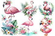 Watercolor Flamingo Clipart Tropical, an Illustration by Designworld (Thumbnail 2 of 6)