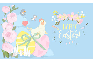 Cute White Hen sitting on Easter, an Animal Illustration by Maria Starus