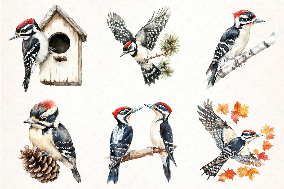 Downy Woodpecker Clipart, an Illustration by Pixels.Craft (Photo 2 of 7)