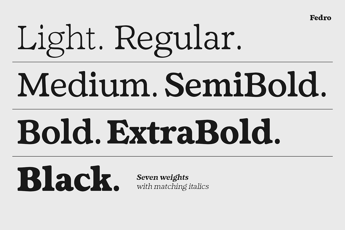 Fedro - 14 Fonts, a Serif Font by Nasir Udin (Photo 5 of 20)