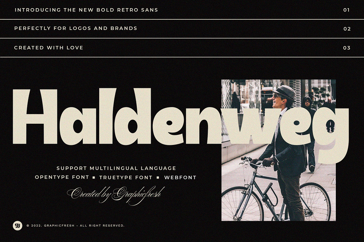 Haldenweg - Bold Retro Sans, a Sans Serif Font by Graphicfresh (Photo 1 of 8)
