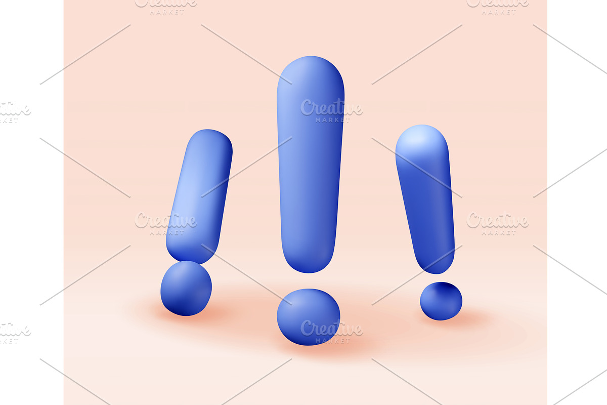 3D blue exclamation mark isolated on, an Object Illustration by Abscent
