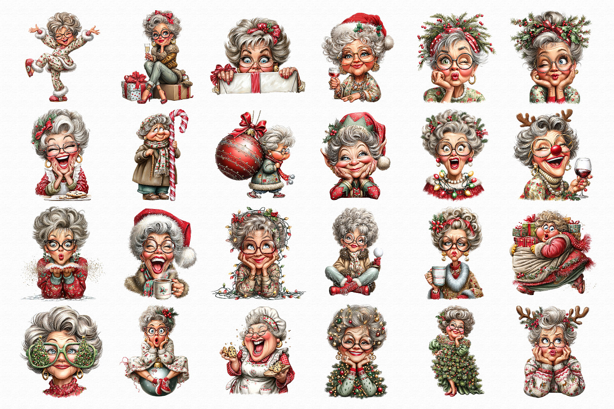 Funny Old Lady Christmas Sublimation, an Illustration by Libby Wishes (Photo 2 of 7)