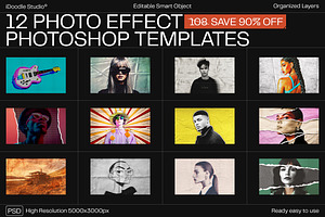 12 Photo Effect Templates, a Layer Style Add-On by iDoodle Studio