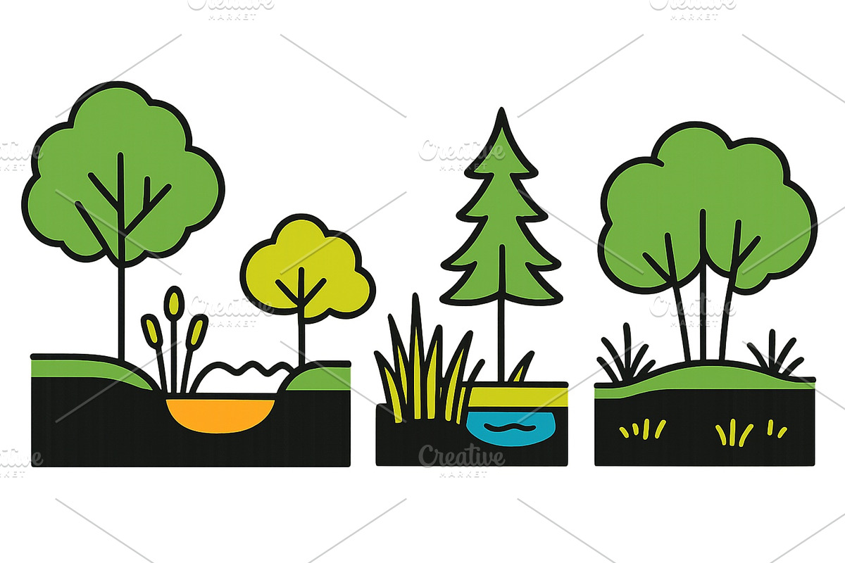 Illustration of diverse trees and, an Illustration by ZinetroN