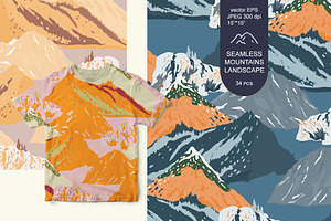 Mountains Seamless Vector Set