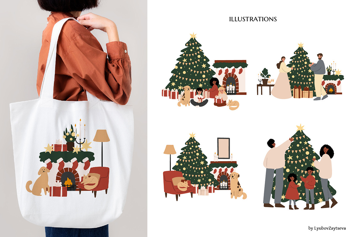 Merry Christmas clipart, a Seasonal Illustration by LyubovZaytseva (Photo 9 of 18)