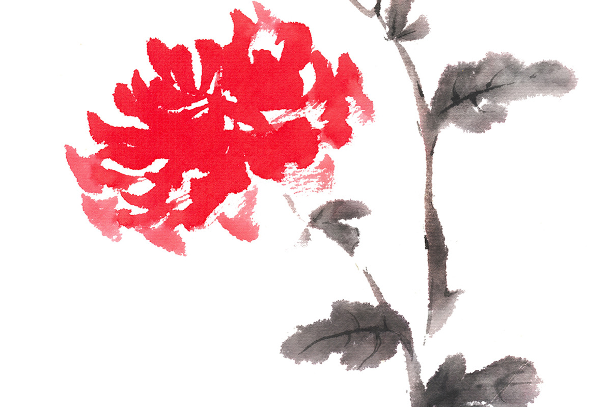 Royal pair sumi-e ink painting, an Illustration by Quetzal Art (Photo 4 of 5)