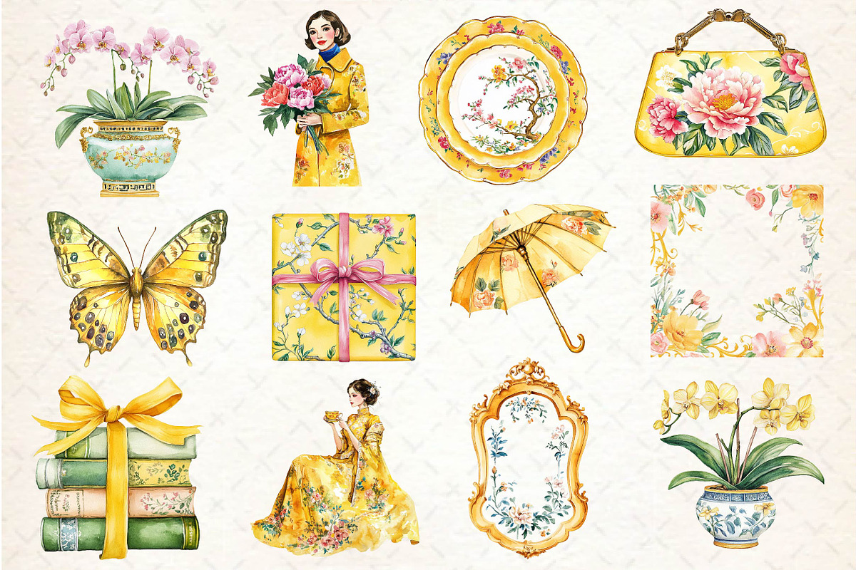 Yellow Chinoiserie Mothers Day, an Illustration by Dream Creation (Photo 4 of 4)
