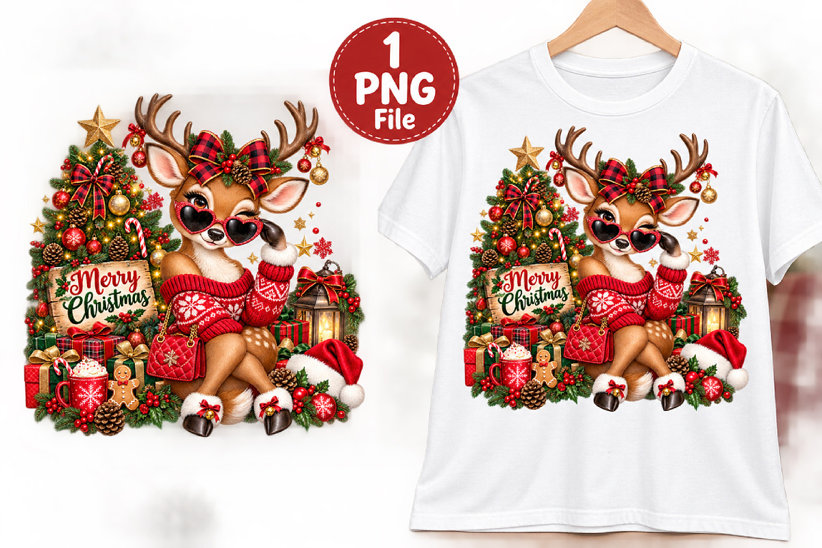 Christmas Reindeer PNG, a Seasonal Illustration by Watercolor design (Photo 2 of 3)