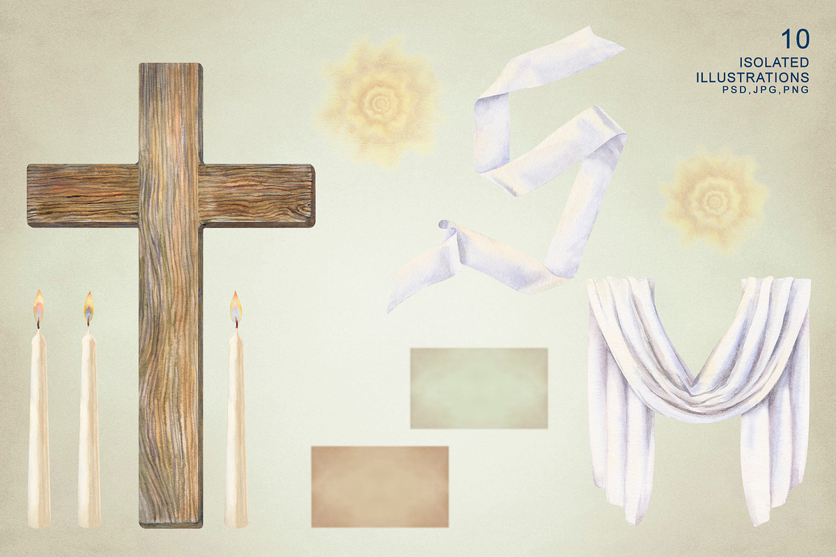 Easter Crosses, Watercolor Cliparts, a Seasonal Illustration by EL_SUHOVA (Photo 2 of 7)
