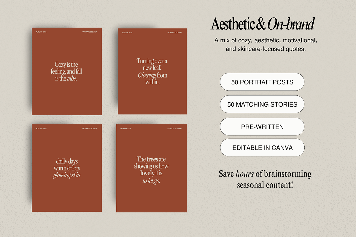 100 Autumn Quotes for Instagram Templates in Canva for Beauty Industry preview 3