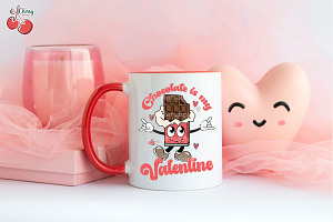 Chocolate Is My Valentine Retro PNG