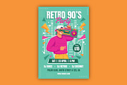 Retro 90's Party Flyer, a Flyer Template by serapika (Thumbnail 1 of 3)