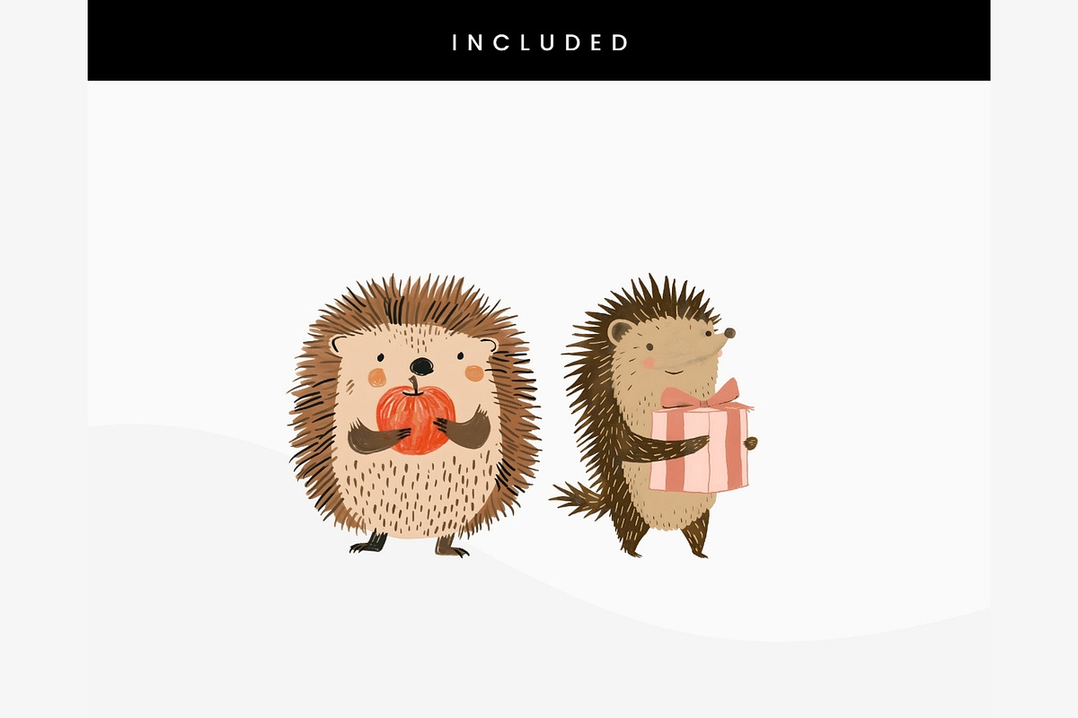Part Hedgehogs with Gifts PNG, an Animal Illustration by ClipCraft (Photo 4 of 9)