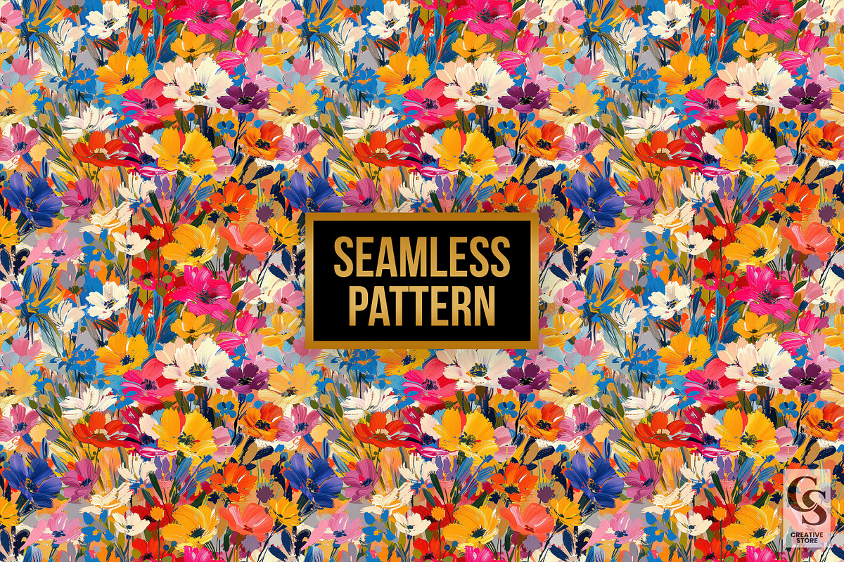 Painterly Flowers Seamless Patterns, a Pattern Graphic by Creative Store (Photo 4 of 5)