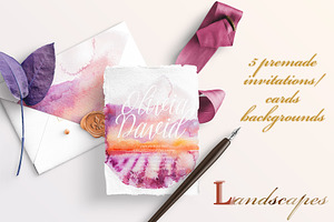 Watercolor Landscapes Clipart Set