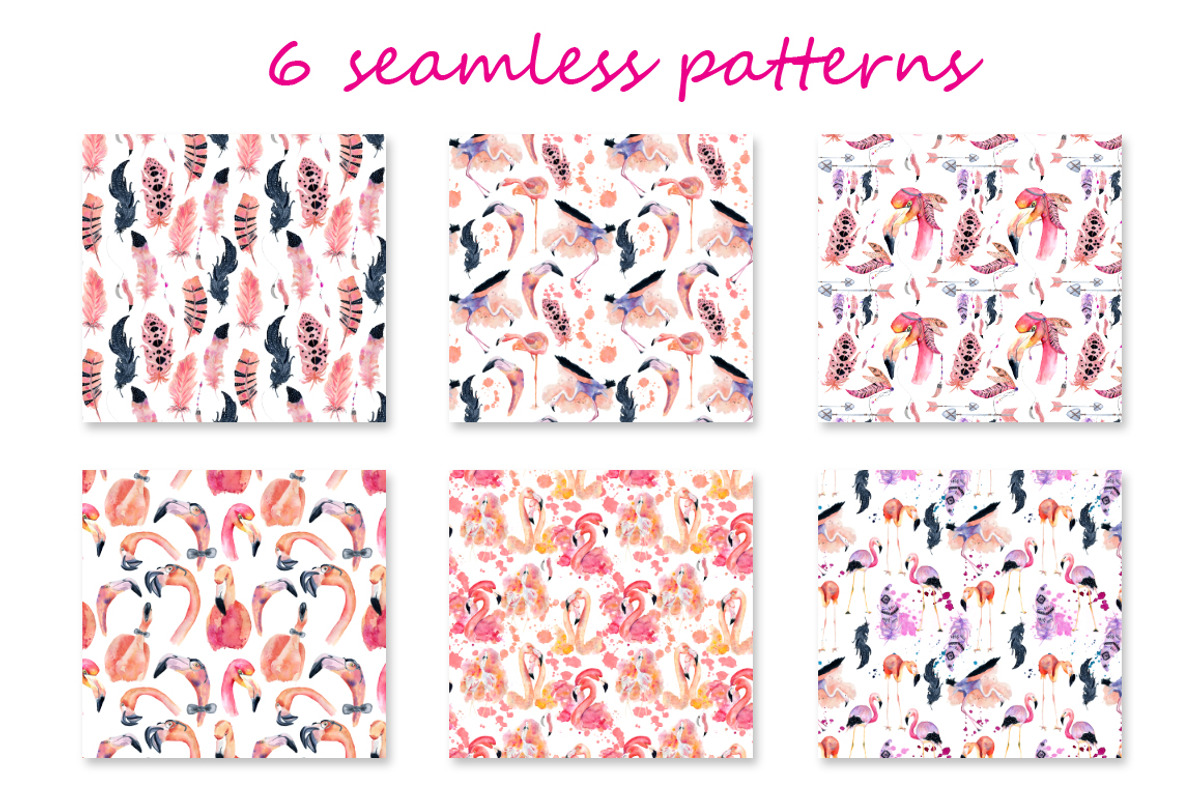 Boho flamingo Watercolor set, an Illustration by Evgeniia (Photo 10 of 10)