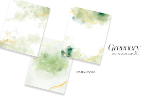 Greenery Watercolor Clipart