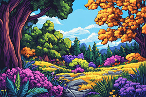 Vibrant nature pop art cartoon, a Photo by Pavel_design