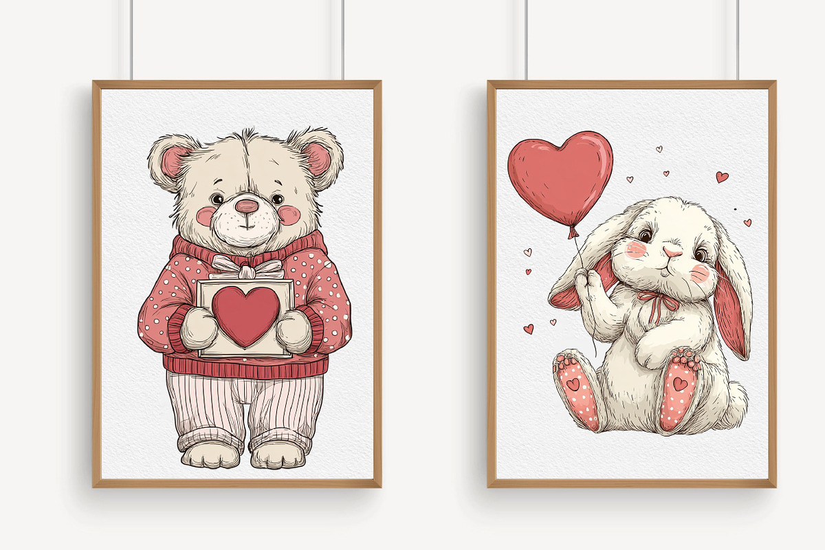Valentine Animal Characters Clipart, an Illustration by Libby Wishes (Photo 5 of 6)