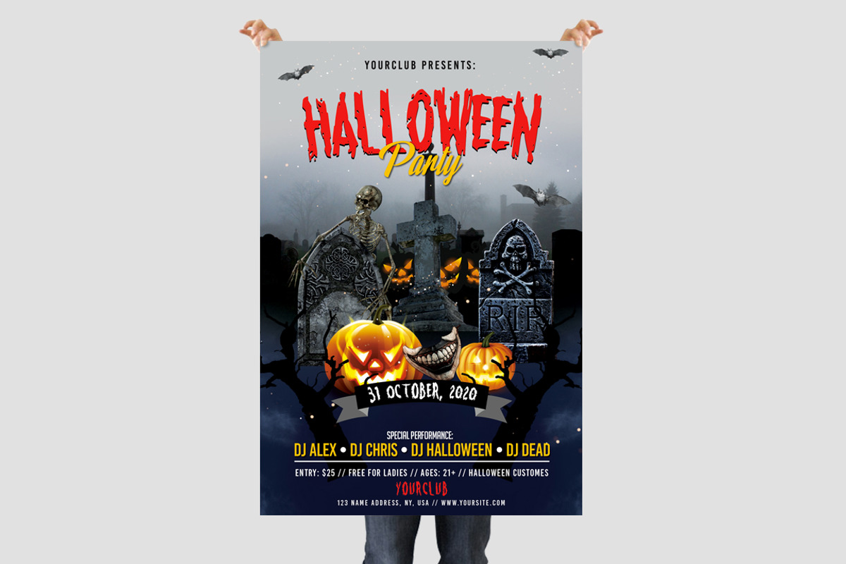 Halloween Event 3 Flyers, a Flyer Template by PixelsDesign (Photo 2 of 4)