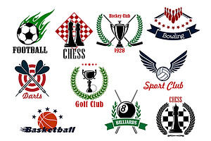 Sporting emblems, icons and symbols, a Background Graphic by Vector Tradition