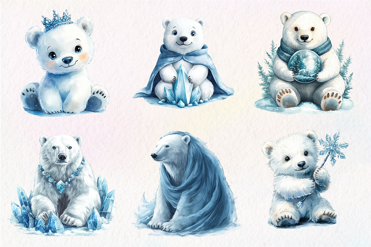 Christmas Polar Bear Clipart, an Illustration by Dream Creation (Photo 4 of 6)