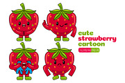 Strawberry Mascot Vector Pack, a Food Illustration by MEDZ (Thumbnail 3 of 5)