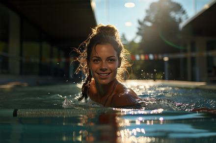Portrait of a beautiful young woman swim in a swimming pool., a Person Photo by AS photostudio