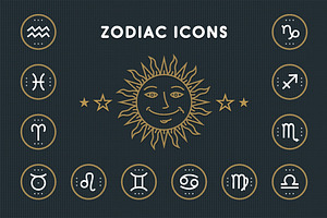 Thin line zodiac icons set