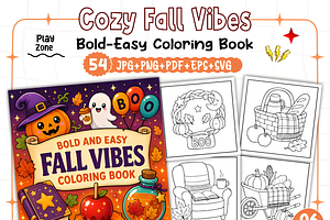 Bold and Easy Fall Vibes Coloring, a Seasonal Illustration by Design Station