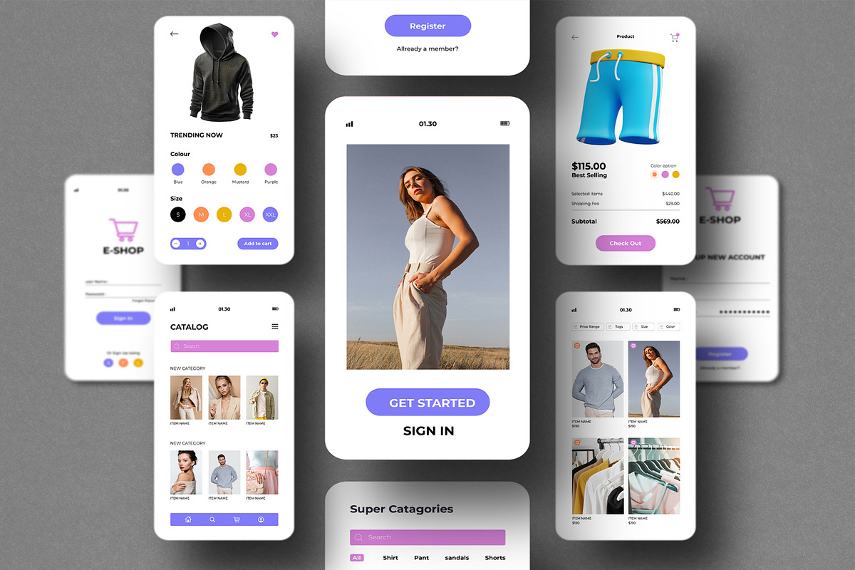 Ecommerce App UI Kit, an UI Kit Template by CreativeShaper (Photo 1 of 2)