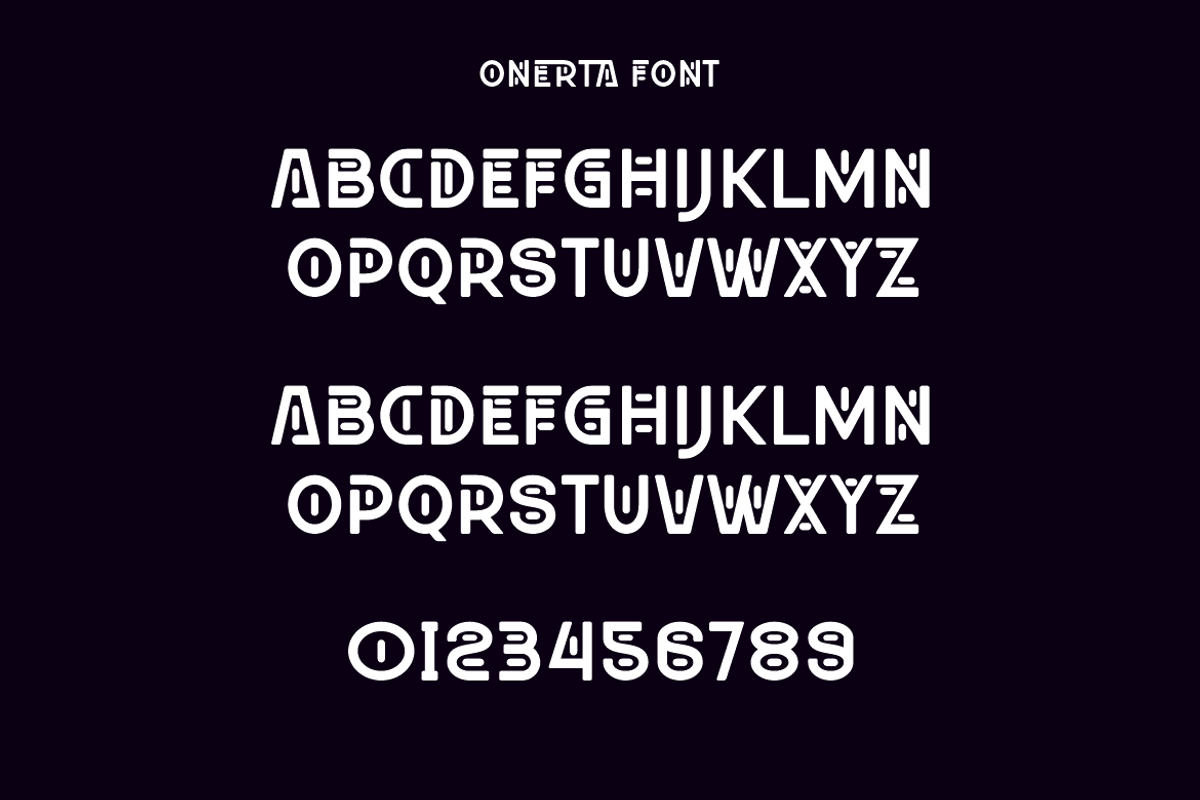 Onerta - Neon Futuristic Font, a Sans Serif Font by Iqsiart Studio (Photo 10 of 12)