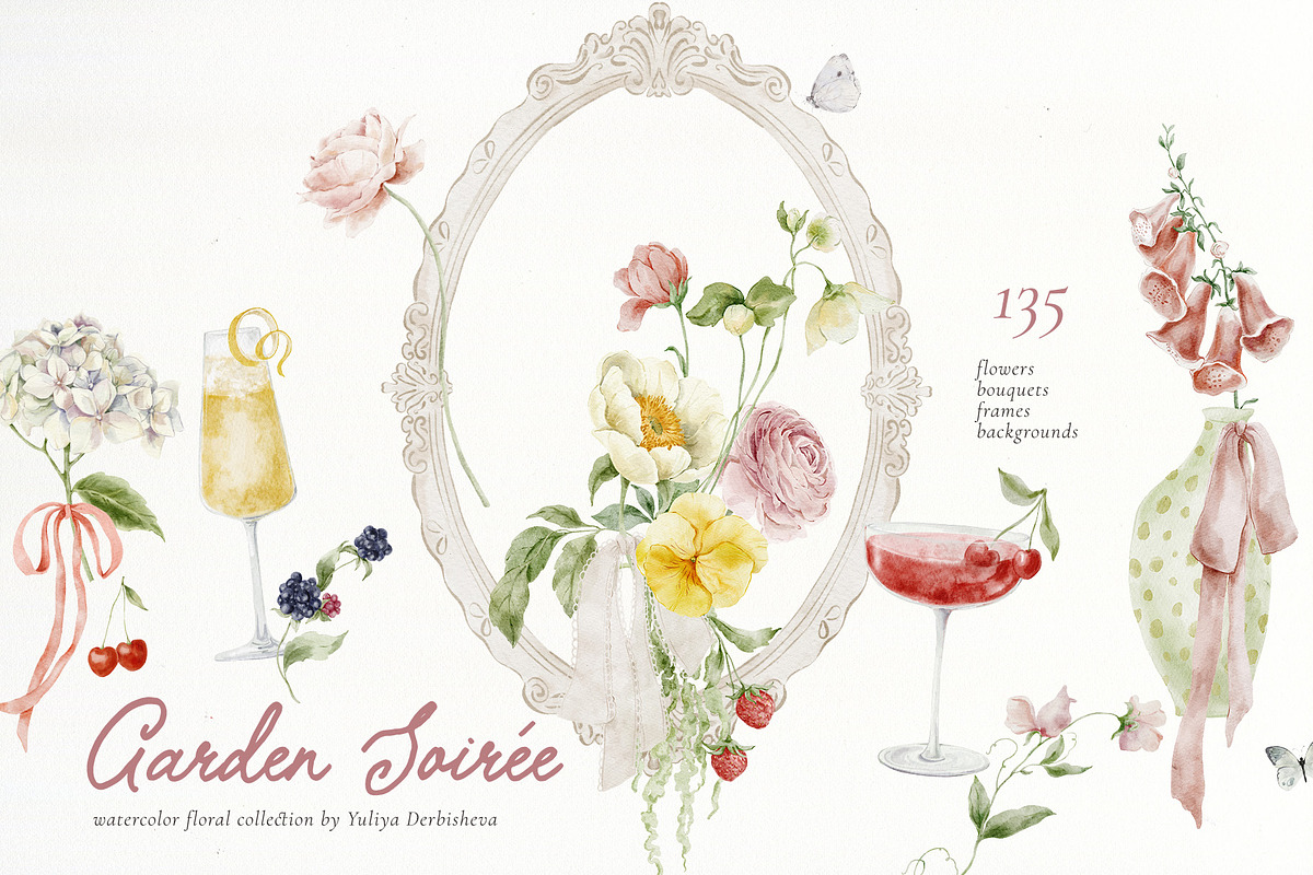 Garden Flowers Wildflowers clipart, a Decorative Illustration by Yuliya Derbisheva (Photo 1 of 14)