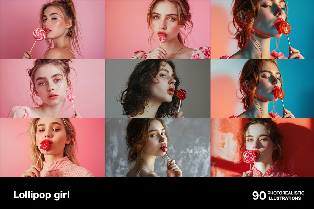 Lollipop girls. 90 images, a Person Illustration by Handmadefont (Photo 11 of 16)