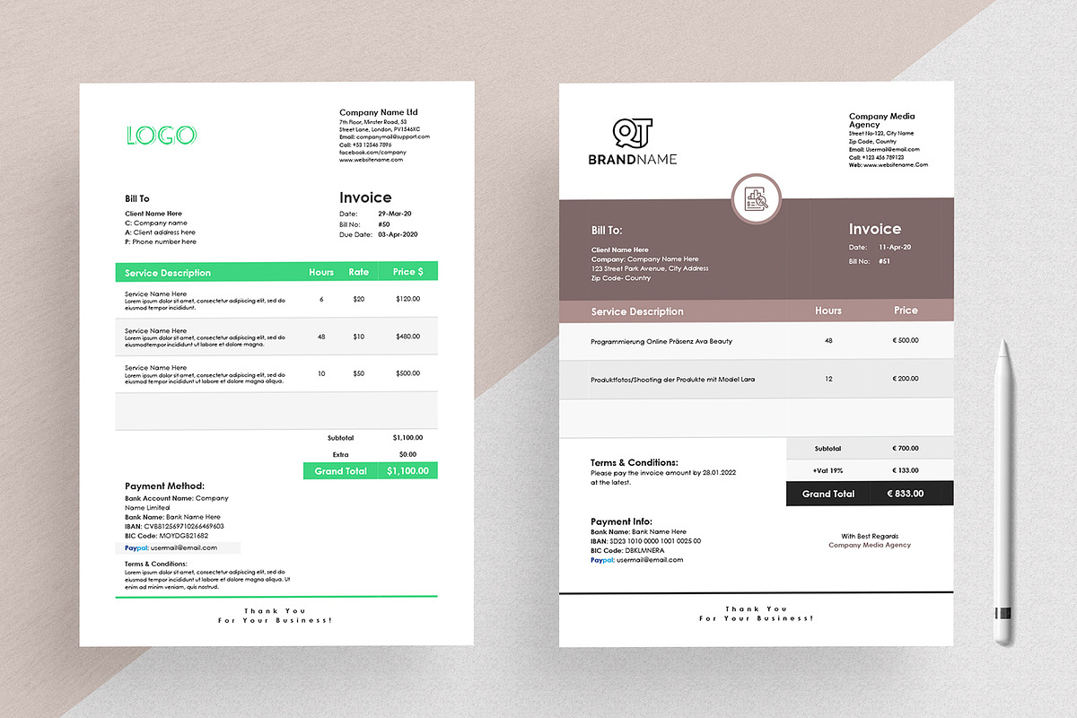 Invoice Template Google Docs Word, a Stationery Template by Tbunny (Photo 5 of 12)