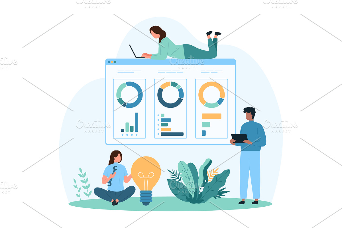 Data analytics & visualization app, a Person Illustration by Flashvector