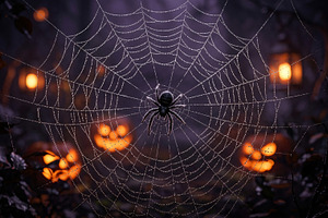 Spider Web in Halloween Night Scene, a Wallpaper Photo by Rafoz