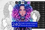 240 Curly Hair Procreate Stamps, a Brush Add-On by Selentaori Studio (Thumbnail 1 of 12)